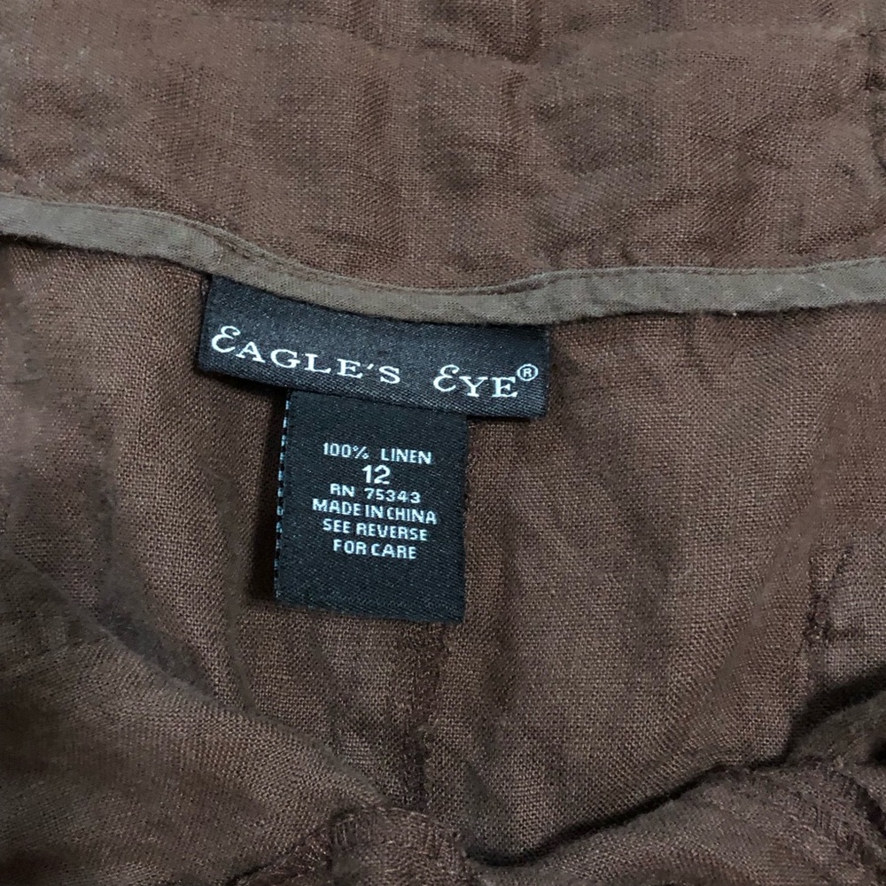 Eagles Eye 100% linen Y2K Boho 12 skirt slit brown - Picture 5 of 7